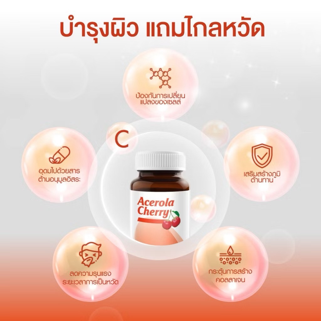 Vistra Acerola Cherry 45 เม็ด ราคา ถูกที่สุด ดีลบีเคเค แกลเลอรีภาพที่ 2