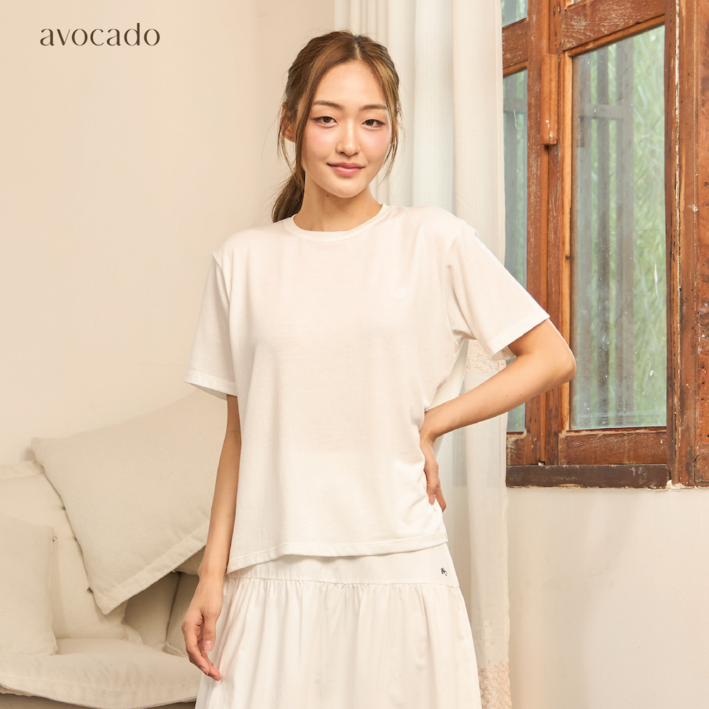 avocado - Waven tee เสื้อยืดสีพื้น Oversize เนื้อผ้า Lyocell ผสม Linen I มี 2 ไซส์