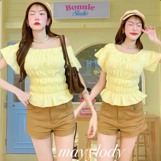 💓mayylody💓 VAVA TOP ครอปท็อป / ปาดไหล่ สม็อคจั้มรอบตัว สไตล์เกาหลี สุดฮิต 🌷🪞🌤️🍃 เสื้อครอป ครอป เสื้อเปิดไหล่