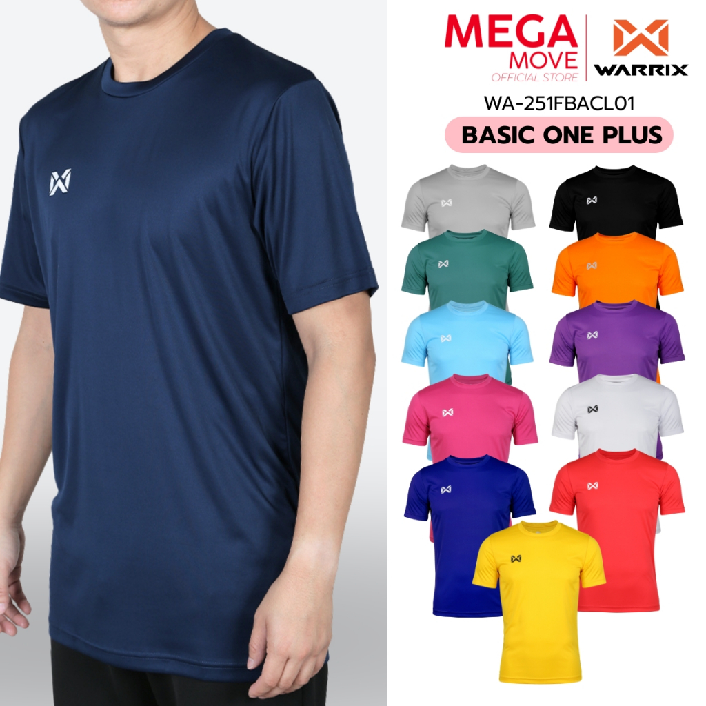 WARRIX เสื้อกีฬา สีพื้น คอกลม ผ้าไมโครเรียบ แขนสั้น FBA071 FBA571 WA-251FBACL01