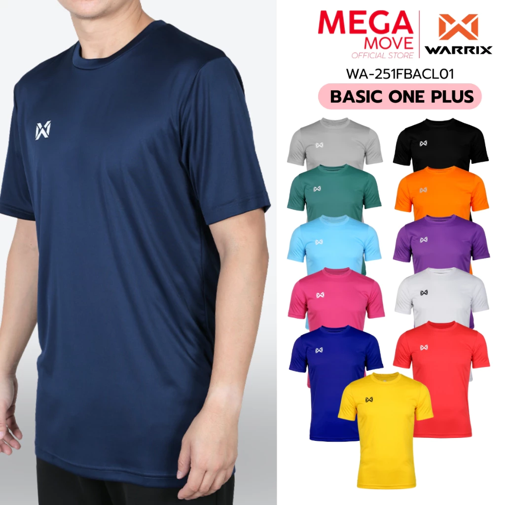 WARRIX เสื้อกีฬา สีพื้น คอกลม ผ้าไมโครเรียบ แขนสั้น FBA071 FBA571 WA-251FBACL01