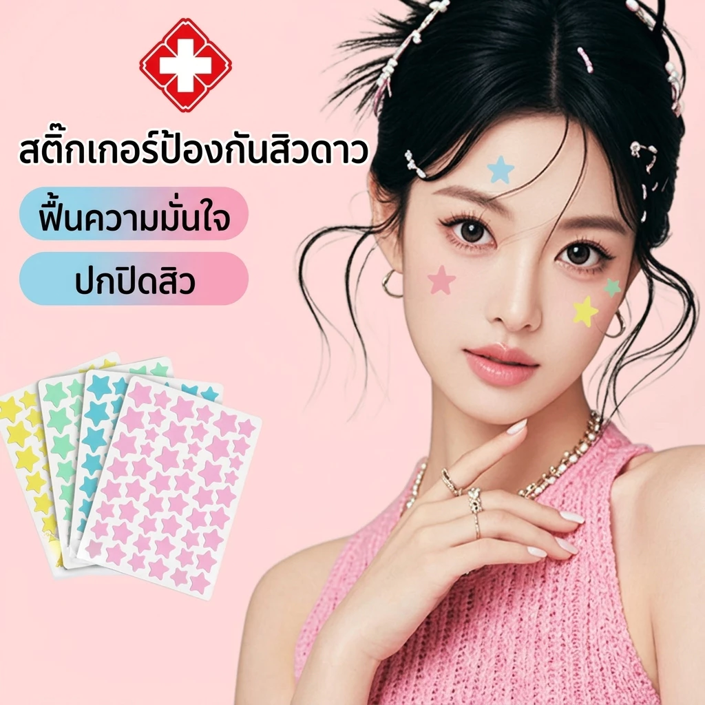 【ซื้อ 4 แถม 1】แปะสิว แปะตราสิว ดูดหนอง สามารถแต่งหน้า หยอกล้อคอนซีลเลอร์ปัดสิวได้ แผ่นแปะสิวดูดหนอง