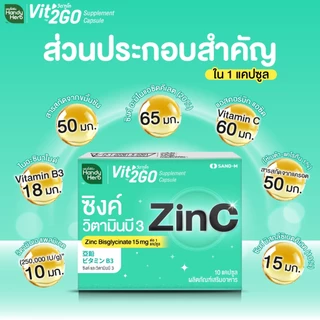 HandyHerb Vit’2Go Supplement Capsule Zinc and Vitamin B3 วิต’ทูโก ซิงค์ เเละวิตามินบี 3 ชนิดแผง