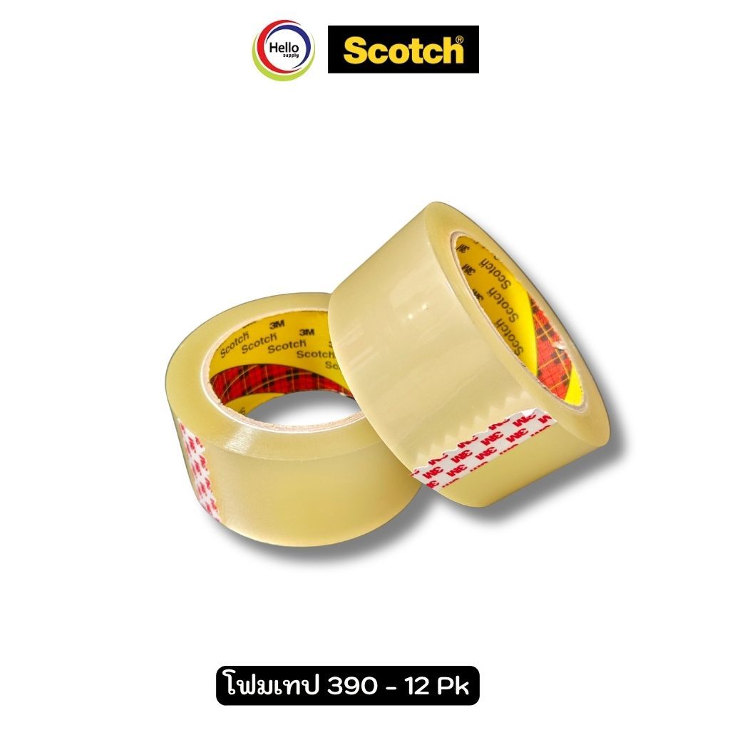 Scotch เทปปิดกล่อง เทปใส รุ่น 390 เทปปิดกล่องเหนียวทน คุณภาพดี ขนาด 48มม. x 98หลา (4ม้วน/แพ็ค)