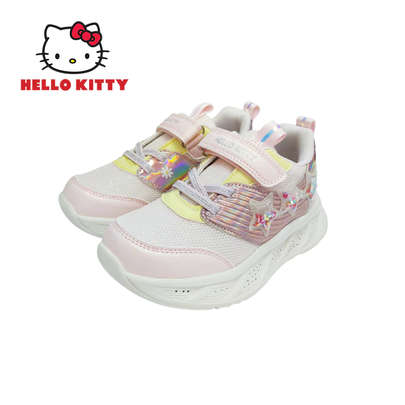 Hello Kitty รองเท้าผ้าใบเด็ก รุ่นดาวโฮโลแกรม ดีไซน์มินิมอล สีชมพูพาสเทลสุดละมุน รุ่น KTZ-832