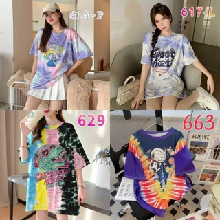 เสื้อยืดแขนสั้นแฟชั่นผู้หญิงฤดูร้อนสไตล์ใหม่พิมพ์ขนาดใหญ่หลวมฤดูร้อนเกาหลีผ้าฝ้ายคอกลมยาวปานกลางเสื้อยืดการ์ตูนน่ารัก