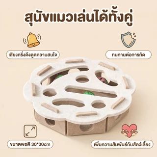 wen.W2 ของเล่นแมวฝึกสมอง 【ตัวช่วยแก้เหงา】 กล่องขนสัตว์ทนทาน พร้อมลูกบอล ช่วยให้แมวออกกำลังกาย