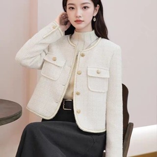แจ็คเก็ตสูทสั้นสไตล์เกาหลี สีขาว แขนยาว สำหรับสตรี ทันสมัย ห…