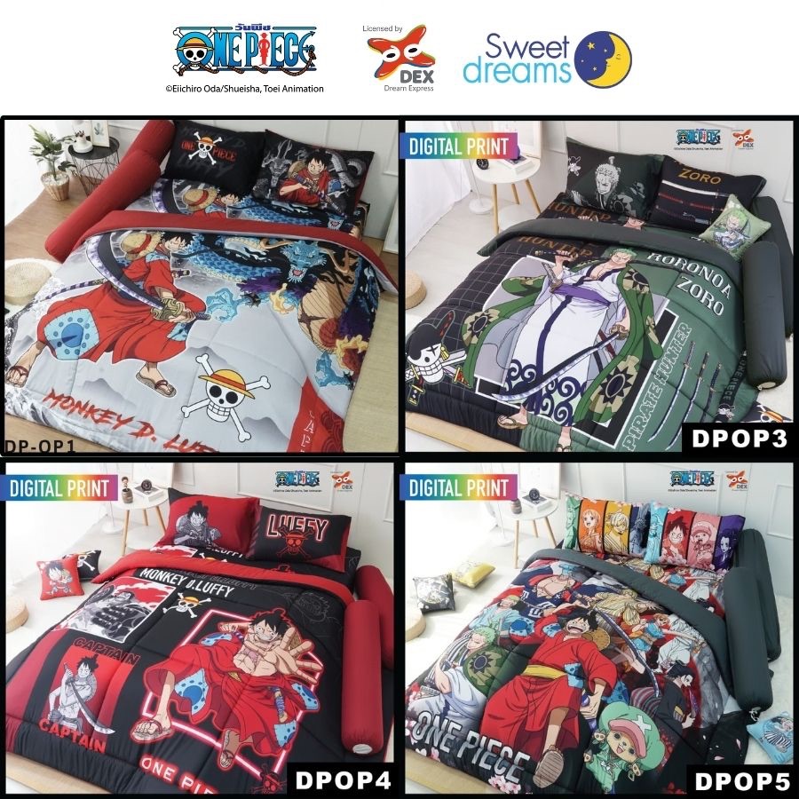 ชุดเครื่องนอนครบชุด 5-6 ฟุต ลายวันพีซ One Piece ลิขสิทธิ์แท้ Digital Print 3D