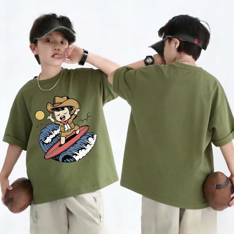【COD】【Baby Studio】ผ้าฝ้ายแท้ 100% เสื้อยืดเด็ก Fashion ลวดลายการ์ตูน นุ่มสบาย ทรงหลวม80-140ซม3-12ปี 