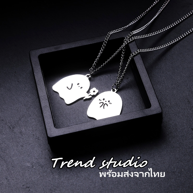 สร้อยคอคู่รักสุดน่ารัก ออกแบบมาเพื่อแสดงความรักด้วยการส่งดอกไม้ ทำจากเหล็กไทเทเนียม คอลเลกชันสร้อยคอคู่รักสุดเก๋