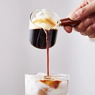 HOMEC ถ้วยตวงด้ามไม้ แก้วตวงกาแฟ Measuring Cup แก้วตวงกาแฟปากคู่ สำหรับตวงกาแฟ ตวงนม 75ml 150ml