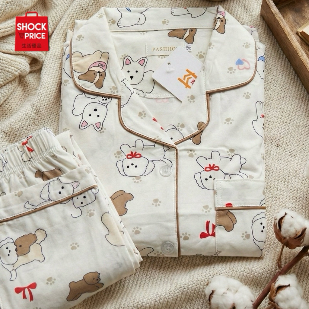 ชุดนอนผ้าCotton คอตตอน นุ่มใส่สบายมากก ไม่เป็นขุย