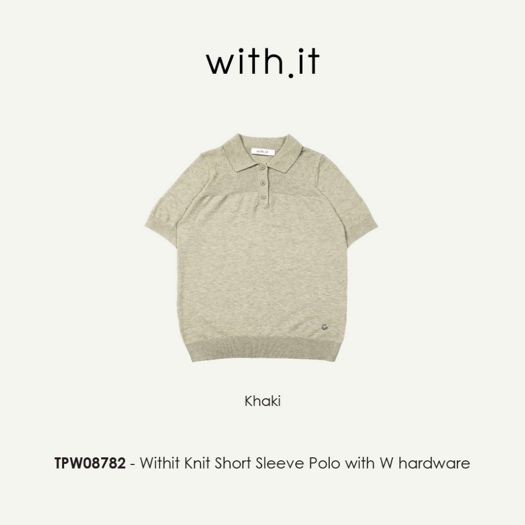 Withit Knit Short Sleeve Polo with W hardware เสื้อโปโลแขนสั้น - TPW08782