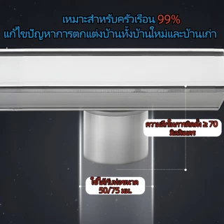 ตะแกรงน้ำทิ้ง สแตนเลส304 กันกลิ่น กันแมลง ล่องหน ฝังกระเบื้องได้ สี่เหลี่ยมผืนผ้า คุณภาพสูง ตะแกรงท่อระบายน้ำ 30/40/60cm