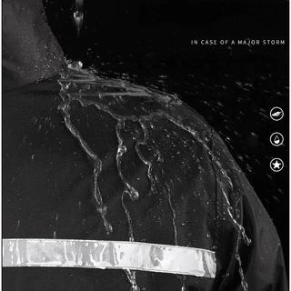 【ซื้อ 1 แถม 1+COD】เสื้อกันฝนผู้ใหญ่ ชุดกันฝนขี่มอเตอร์ไซค์ สีดำ ไซซ์ XL แบบหนา มีแถบสะท้อนแสง กันฝน เสื้อกางเกงครบ