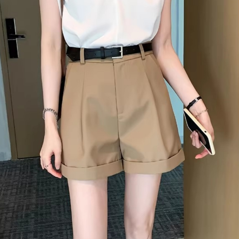Bived S-6XL ของผู้หญิง กางเกงขาสั้น เอวสูง เอ-ไลน์ หลวม กางเกงขากว้าง ผ้าบาง (ไม่มีเข็มขัด) ราคา ถูกที่สุด ดีลบีเคเค แกลเลอรีภาพที่ 8