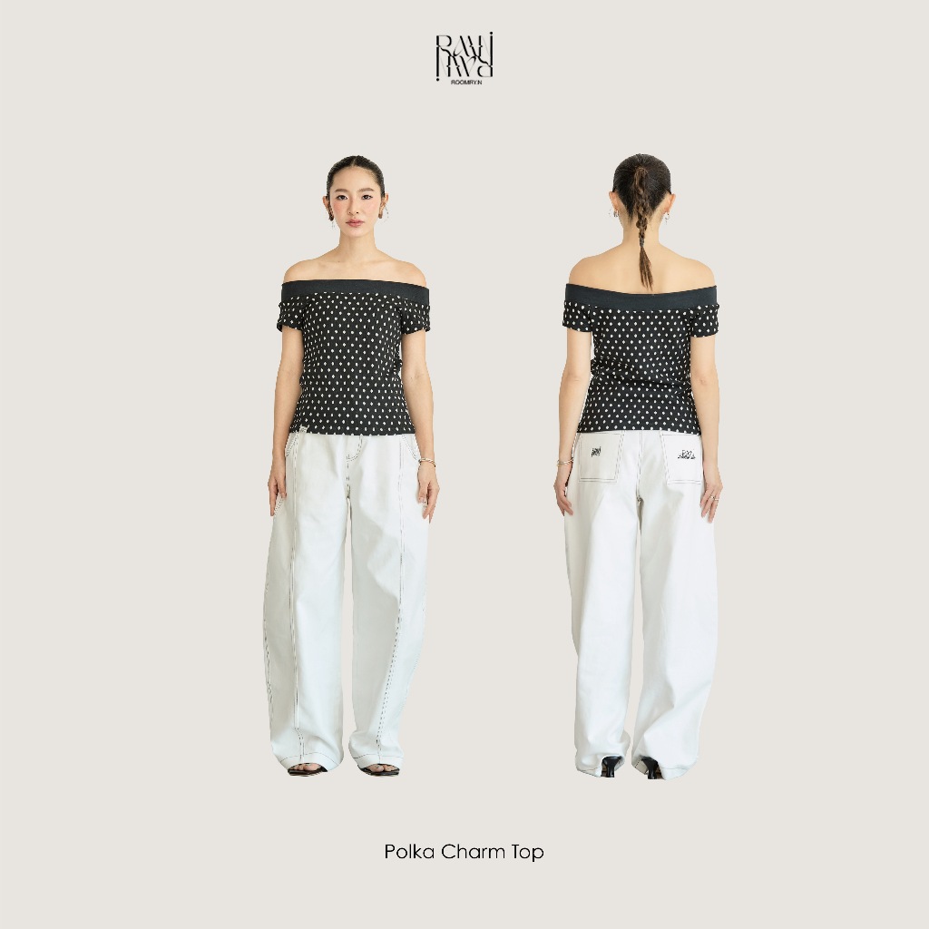 Roomry.n-  Polka Charm Top เสื้อปาดไหล่
