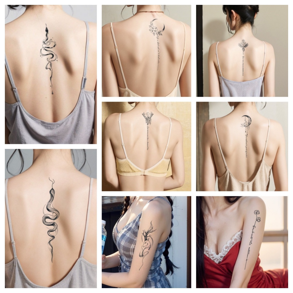 สติกเกอร์รอยสักสมุนไพรชั่วคราวสำหรับติดหลังกันน้ำและติดทนนาน(สูงสุด 15 วัน)ลายสักสมจริงและออกแบบเฉพาะบุคคลได้