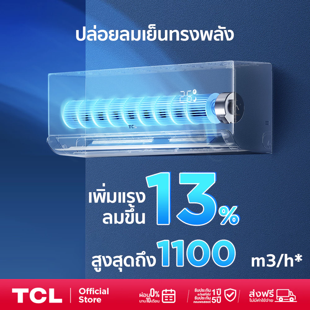 TCL แอร์ Full DC Inverter ขนาด 12,000 BTU รุ่น TAC-XAL12CH2 เครื่องปรับอากาศ SaveIN AI Series เย็นเร็ว ทนทาน ประหยัดไฟ thumbnail 8