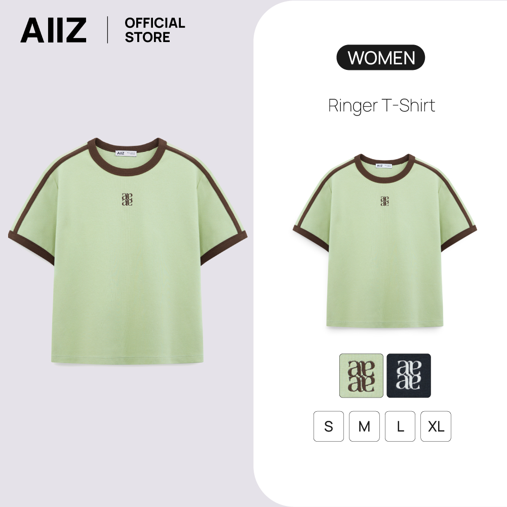 AIIZ (เอ ทู แซด) - AIIZ เสื้อยืดผู้หญิงแขนสั้น AIIZ Women’s Ringer T-Shirt