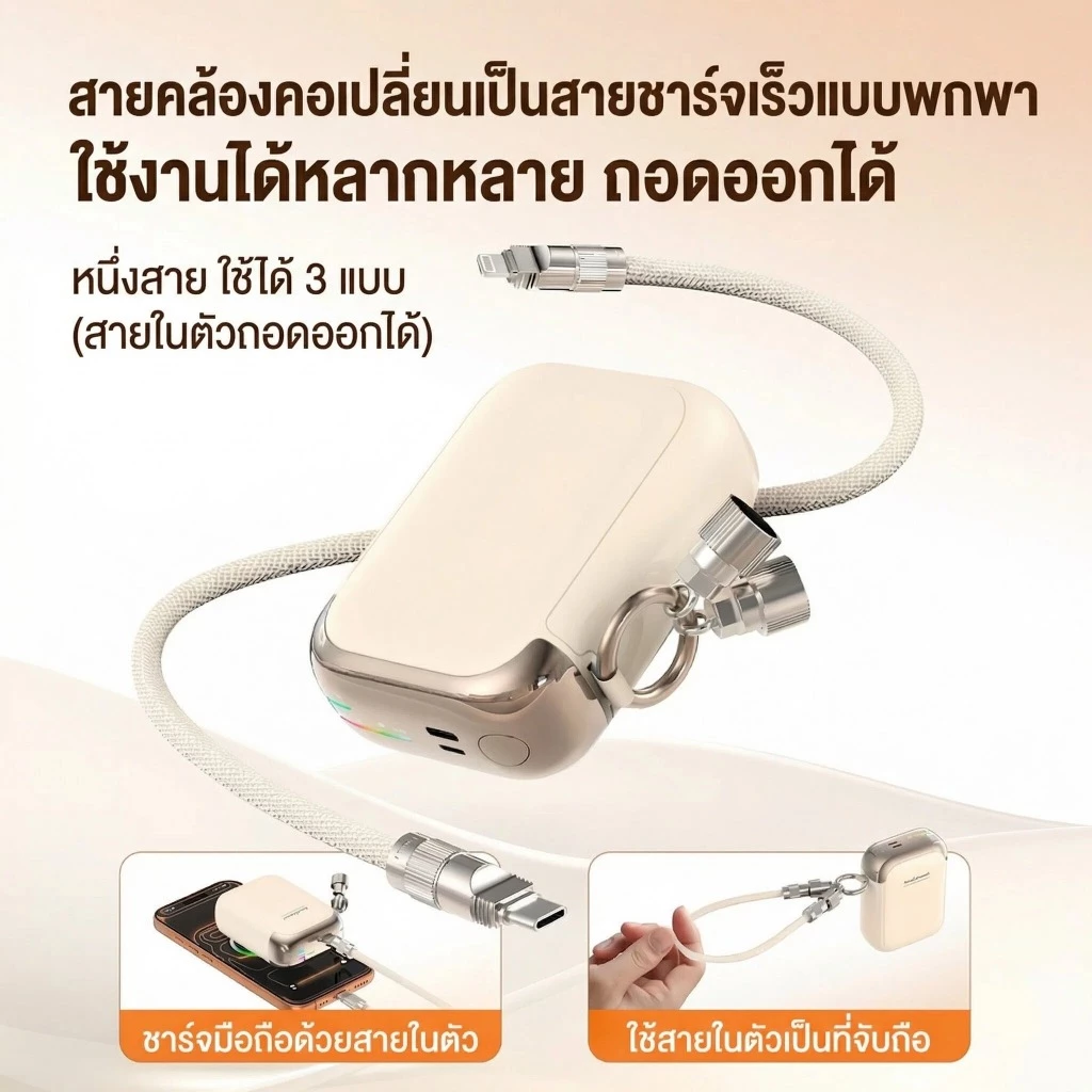iMI Powerbank 20000mAh มินิ พกพา ชาร์จเร็ว 22.5W สายชาร์จในตัว แขวนกระเป๋า ขึ้นเครื่องบินได้ รับประกัน1ปี thumbnail 7