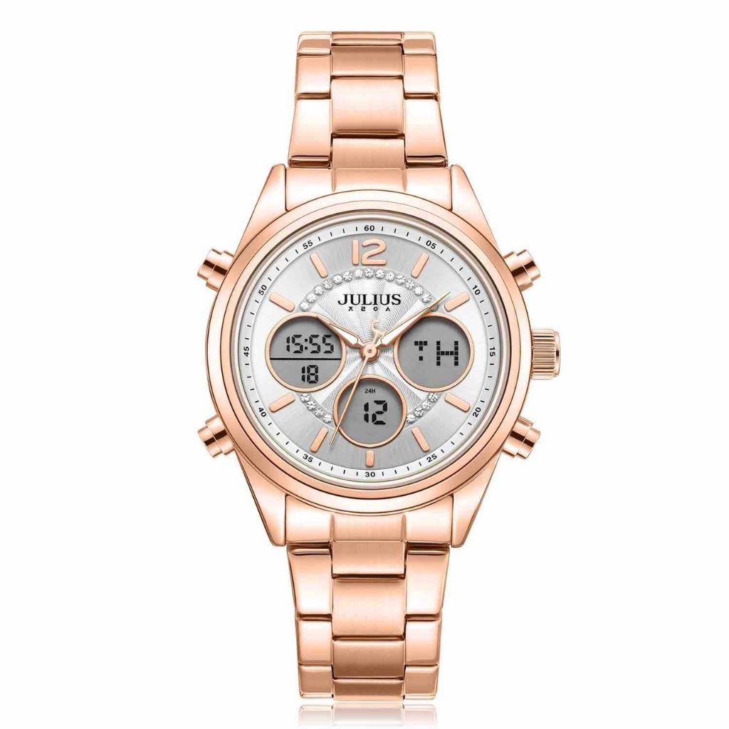 Julius Ja-1584 นาฬิกาข้อมือผู้หญิง: แฟชั่นเกาหลี สายสแตนเลส ทนทาน