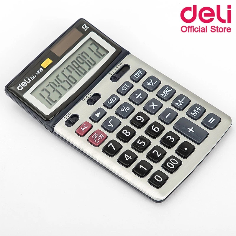 เครื่องคิดเลข 12 หลัก Deli ปรับหน้าจอได้ แบบตั้งโต๊ะ (รับประกัน 3 ปี) เครื่องคิดเลขจอใหญ่ ใช้งานง่าย อุปกรณ์สำนักงาน
