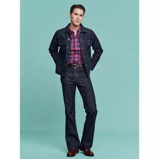HARA HMC1-9101-02 Boot Cut Fit Jeans กางเกงยีนส์ มิดไนท์บลู ด้ายทอง ขาม้า 9-10.5 นิ้ว Midnight Classic