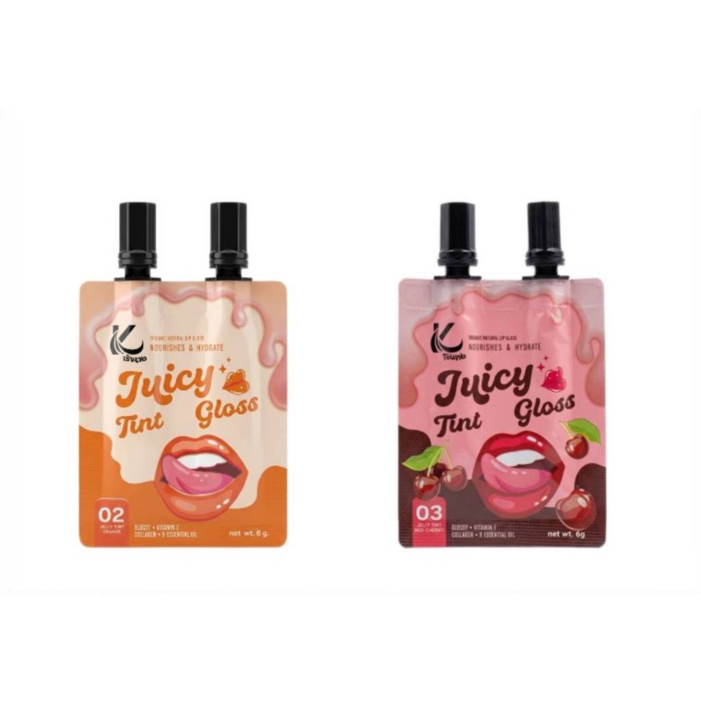 [เซ็ท 2 ซอง] เจ้านาง จูซซี่ ทินท์ กลอส (Jaonang Juicy Tint Gloss) 02 Jelly Tint Orange + 03 Jelly Ti