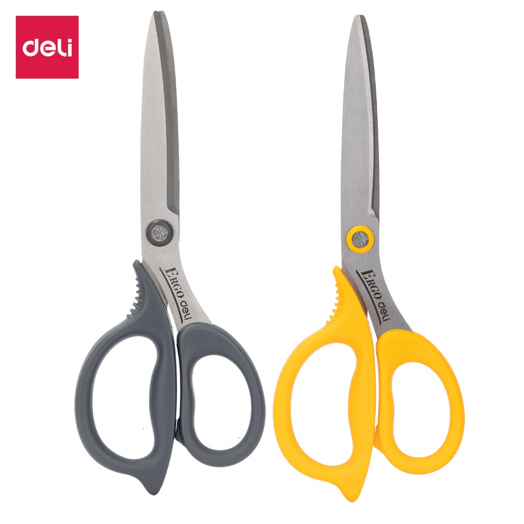 กรรไกรสเตนเลส Deli กรรไกร กรรไกรตัดผ้า&กระดาษ สำหรับตัดกระดาษและผ้า ขนาด 210 mm (8 1/4 นิ้ว) คละสี 1 ชิ้น อุปกรณ์ตัด