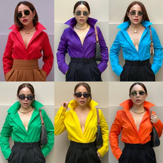 Bright by Aruna: เสื้อเชิ้ตสลิมเข้ารูปผ้าCotton (Slimfit Shirt)25สี 4ไซร์