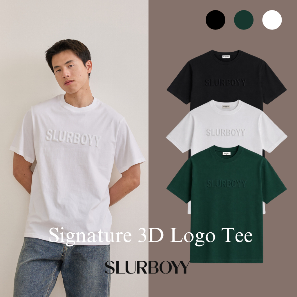 (ส่งด่วน กทม 4 ชม.) SLURBOYY Signature 3D Logo Tee เสื้อยืดเนื้อผ้าคอตตอน โลโก้นูน 3D (SB0852)