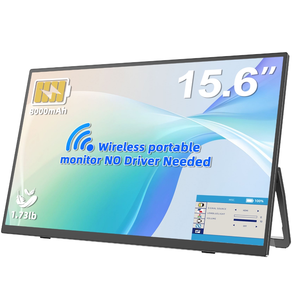 UPERFECT    Wireless Portable Monitor with 8000mAh Battery, 15.6inch Support , Miracast Laptop Displ