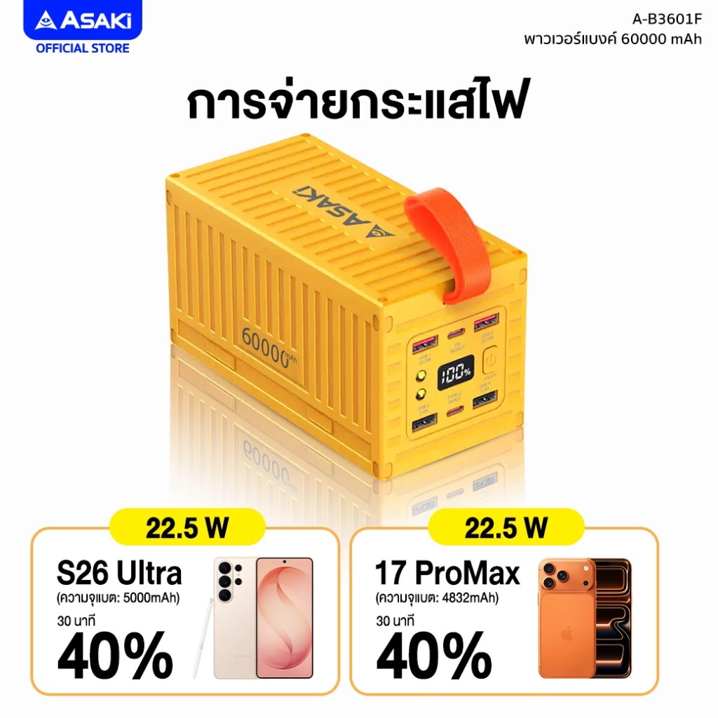 Asaki Powerbank 60000mAh 22.5W รุ่น A-B3601F thumbnail 3
