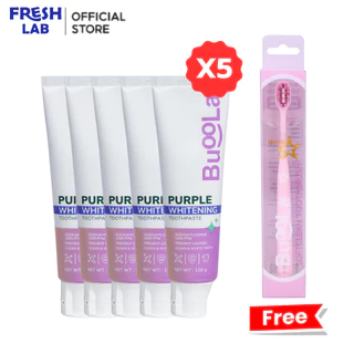 [Best Seller] BUOOLA [มีให้เลือก1,2,4,5,6ชิ้น] ยาสีฟัน+แถมฟรีแปรงดาว ช่วยให้ฟันขาวขึ้น ลดคราบฟันเหลือง เนื้อเจลสีม่วง