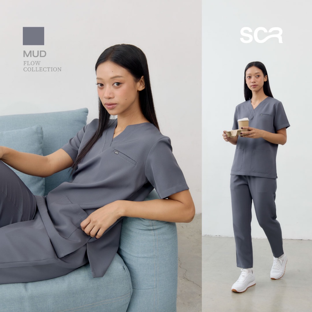 [NEW!] Scrub in | เสื้อ-กางเกงสครับ unisex สี Mud รุ่น Flow