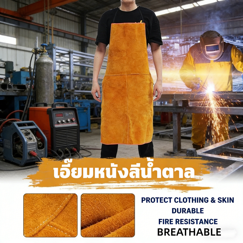 ปลอกแขนหนังงานเชื่อม เอี้ยมหนัง ปลอกแขนกันความร้อน ปลอดภัย ทนทานสำหรับช่างเชื่อม