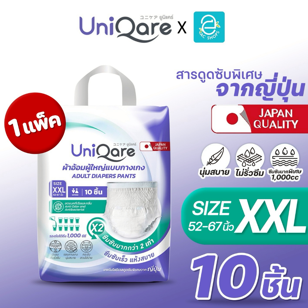 [ ยกแพ็ค ] Uniqare ผ้าอ้อมผู้ใหญ่ ยูนิแคร์ ไซส์ XXL รุ่น กางเกงซึมซับมากพิเศษ แพมเพิสผู้ใหญ่ ใส่กระช