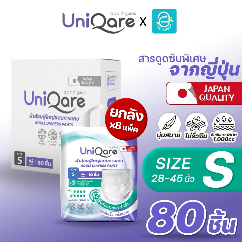 [ ยกลัง ] Uniqare ผ้าอ้อมผู้ใหญ่ ยูนิแคร์ ไซส์ S รุ่น กางเกงซึมซับมากพิเศษ แพมเพิสผู้ใหญ่ ใส่กระชับ 