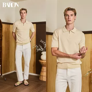 BARON ENZO Smart Zip polo เสื้อโปโลแขนสั้นคอซิป ดีไซน์เรียบหรู ทรง Slim