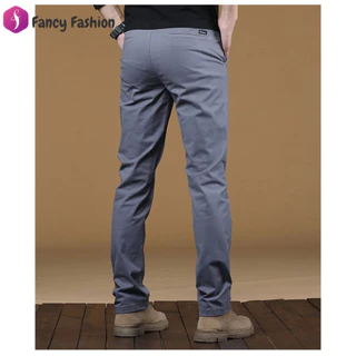 Fancy Fashion กางเกงชิโน่ผ้ายืดสำหรับผู้ชาย ไม่ต้องรีด ทรงสลิมฟิต กางเกงขายาวทรงตรงลำลอง