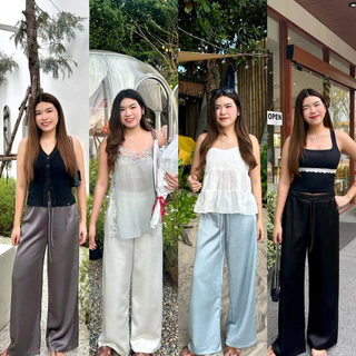 Charrr.bkk - Kelly Satin pants กางเกงขายาวผ้าซาตินทรงขากระบอก