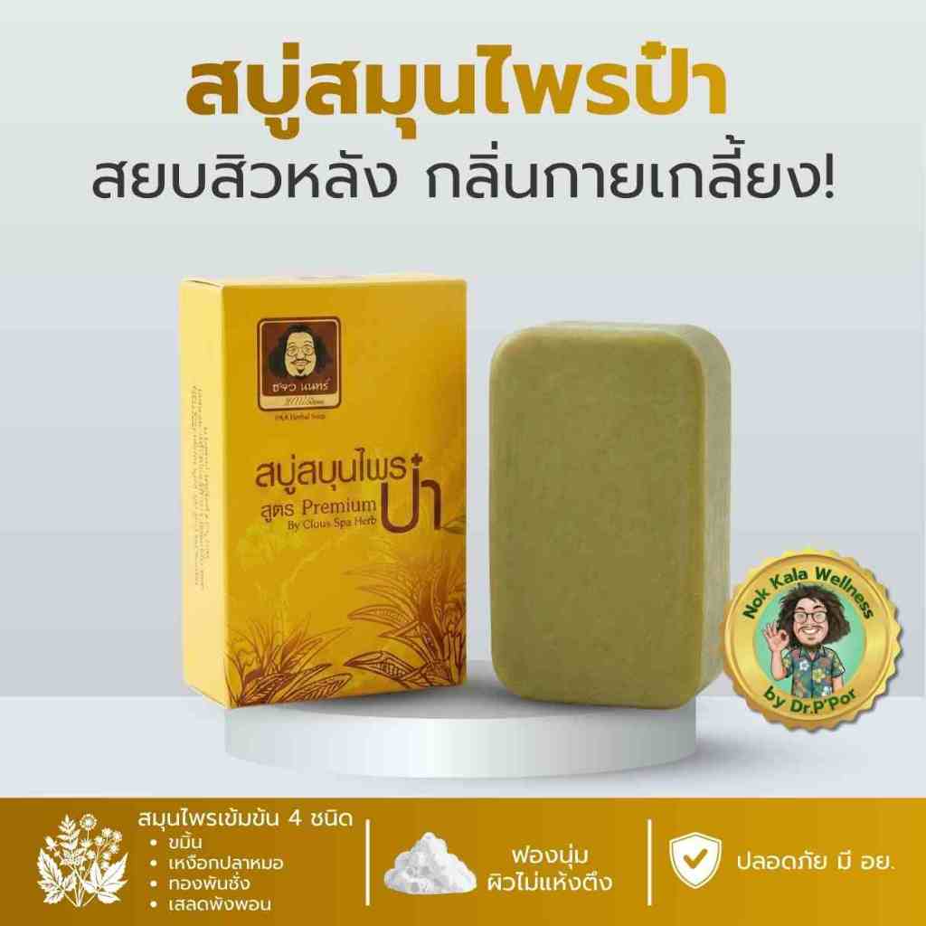 สบู่สมุนไพรป๋า Paa Soap สูตรพรีเมียม 100g ลดกลิ่นกาย ดูแลสิวที่หลัง ผิวสะอาดไม่แห้ง สูตรป๋าสันติ