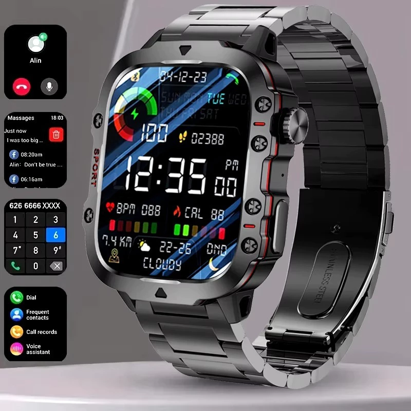 24H Ship 2026 Smart Watch Men Outdoor 2.01" Screen 3ATM Waterproof Watches Bluetooth Call Ai Voice Sport Smartwatch