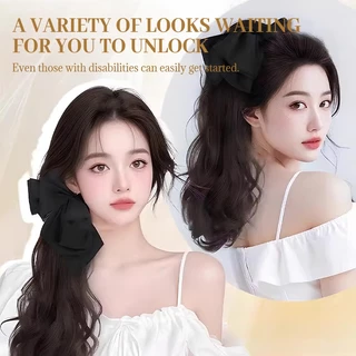 วิกผมยาวลอน 45 ซม. แฮร์พีช หางม้า ผมปลอม เครื่องประดับผม หางม้าแบบหนีบ แฟชั่นสไตล์เกาหลี