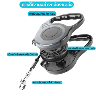 Domdompet สายจูงอัตโนมัติเเบบยืดหดได้ สายจูงสัตว์เลี้ยง 3เเละ5เมตร พกพาสะดวก