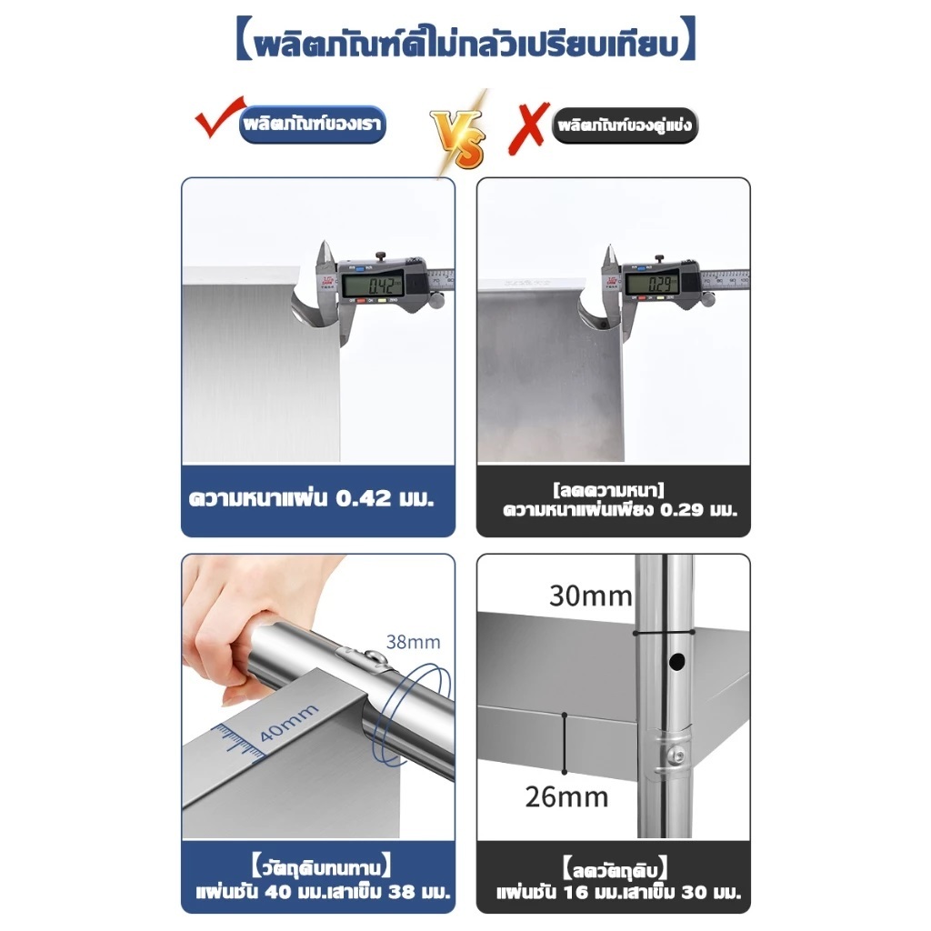 ชั้นวางสแตนเลสเกรด304 ปรับระดับได้ รุ่นSTAS Stainless shelf ราคา ถูกที่สุด ดีลบีเคเค แกลเลอรีภาพที่ 7