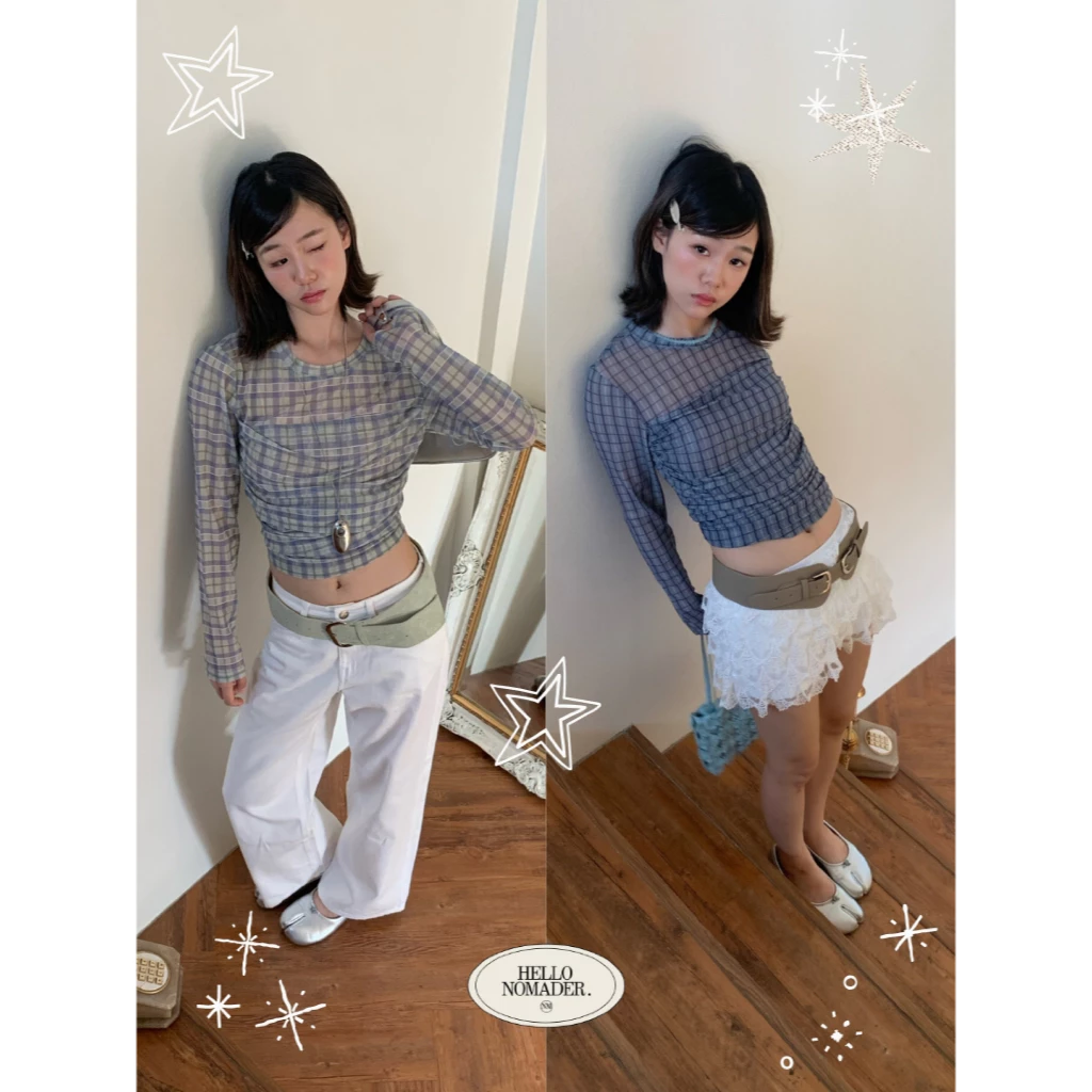 NOMADE.& พร้อมส่ง Reverie Plaid top {เสื้อแขนยาวลายตาราง}
