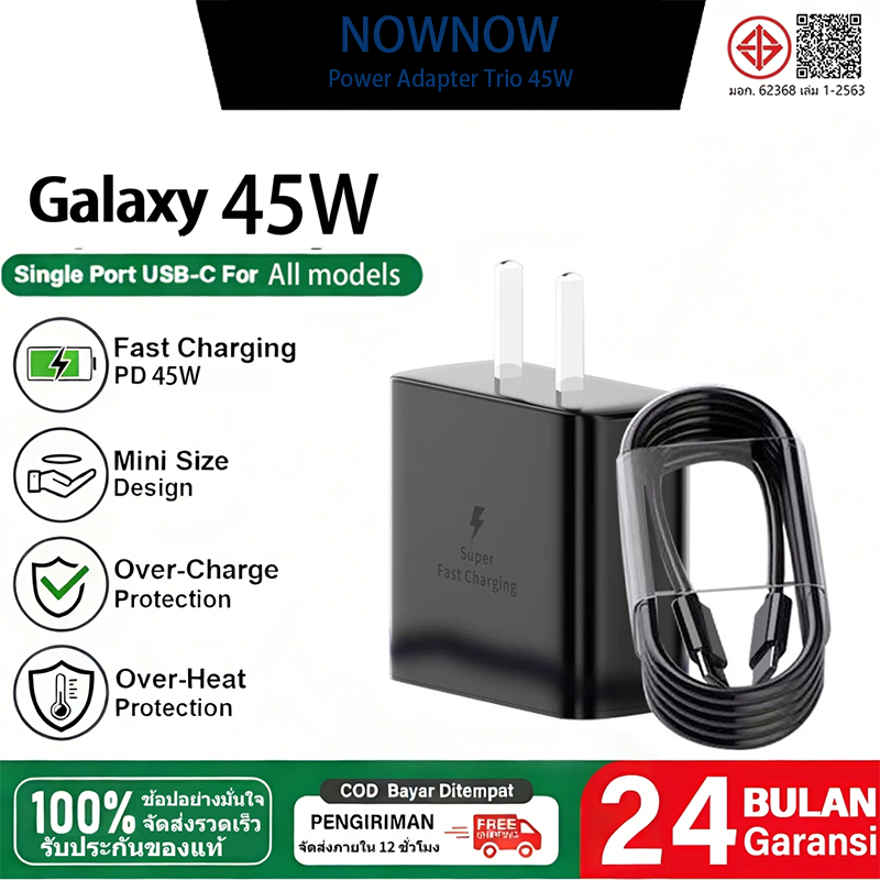 【รับประกัน 2 ปี】Samsung 45w ชุดชาร์จ หัวชาร์จเร็วซัมซุงของ type C to TYPE-C cable รองรับรุ่น S20 S21 S22 A70 A71 A80